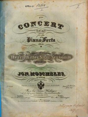 5. Concert : in C-Dur ; für d. Pianoforte allein ; op. 87