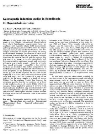 Geomagnetic induction studies in Scandinavia III. magnetotelluric observations