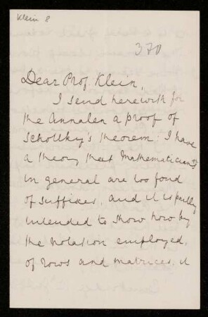 Nr. 6: Briefe von Arthur Cayley an Felix Klein, Cambridge, 12.7.1880
