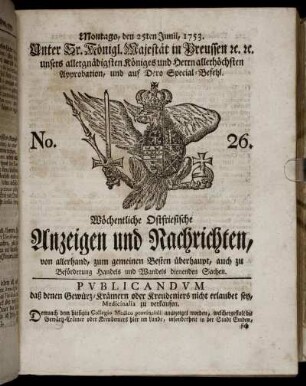 No. 26. Montags, den 25ten Junii, 1753.