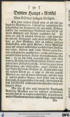 Dritter Haupt-Artikel. Von Gottes heiligen Gesetzen.