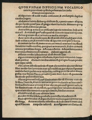 Quorundam Difficilium Vocabulorum in praecedenti epistola positorum succincta & brevis interpretatio.