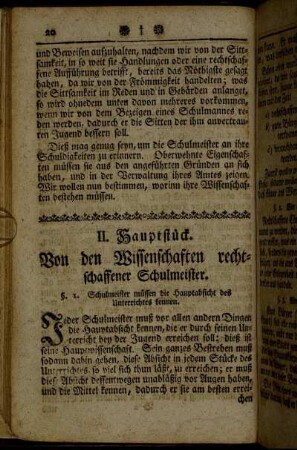 II. Hauptstück. Von den Wissenschaften rechtschaffener Schulmeister.