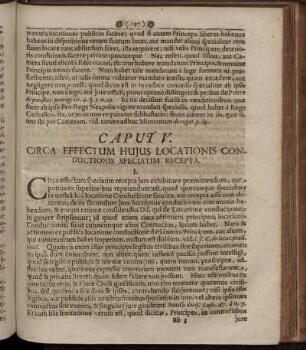 Caput V. Circa Effectum Huius Locationis Conductionis Speciatim Recepta