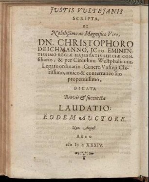 Iustis Vulteianis Scripta ...