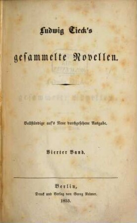 Ludwig Tieck's gesammelte Novellen. 4