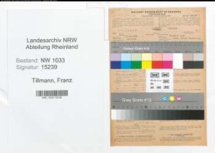 Entnazifizierung Franz Tillmann , geb. 28.12.1892 (Polizeibeamter)