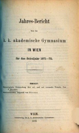 Jahresbericht. 1871/72