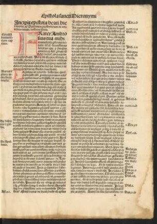 Incipit Epistola beati hieronymi ad Paulinum presbyterum de omnibus divine hystorie libris.