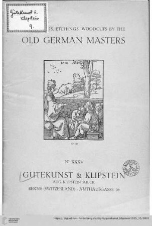 Nr. 35: Catalogue: A precious selection of engravings, etchings, woodcuts of the old old German masters : of the XVth - XVIIIth century