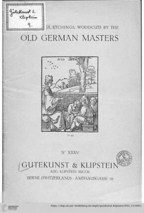 Nr. 35: Catalogue: A precious selection of engravings, etchings, woodcuts of the old old German masters : of the XVth - XVIIIth century
