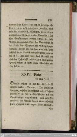 XXIV. Brief. den 5ten Julii