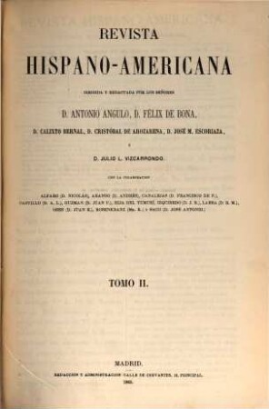 Revista hispano-americana, política, económica, científica, literaria y artística, 2. 1865 = Jg. 2, Jan. - Apr.