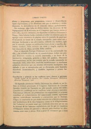 Conciliación y arbitraje en los conflictos entre obreros y patrones