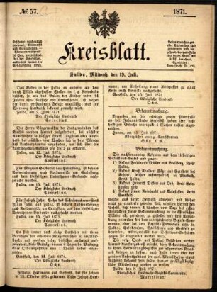 Ausgabe vom Mittwoch, den 19. Juli 1871.