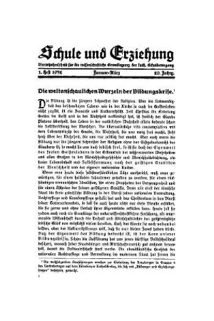 Die weltanschaulichen Wurzeln der Bildungskrise