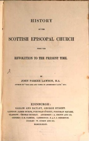 History of the Scottish Episcopal Church from the Revolution to the present time