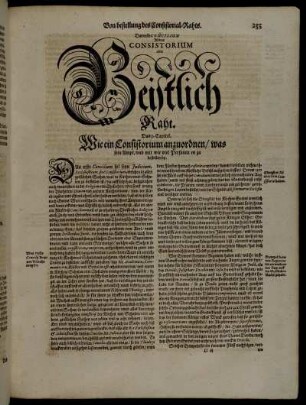 Das erste Concilium Ist das Consistorium oder Geistliche Raht.