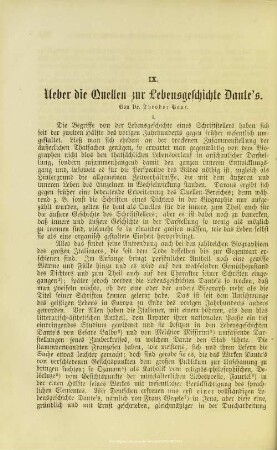 Ueber die Quellen zur Lebensgeschichte Dantes