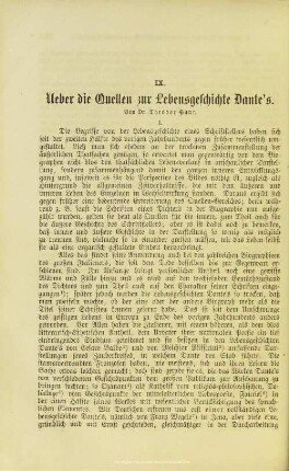 Ueber die Quellen zur Lebensgeschichte Dantes