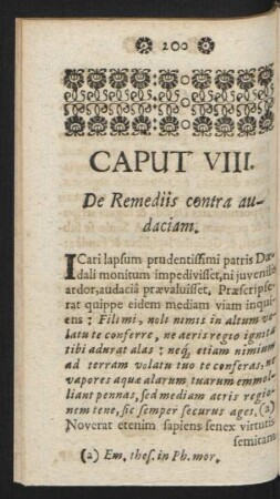 Caput VIII. De Remediis contra audaciam.