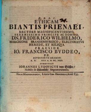 Ethicam Biantis Prienaei