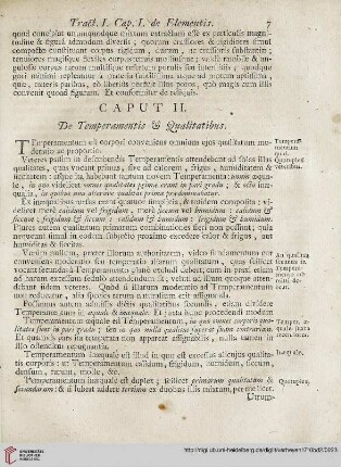 Caput II: De Temperamentis et qualitatibus