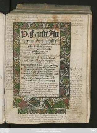P.Fausti An||drelini Foroliuiensis || Poetae Laureati atq; oratoris cla||rissimi Epistolae #[pro]uerbiales || cũ suis argumẽtis lõge le||pidissimę, nec mi=||n#[us] sententiosę.|| ... ||