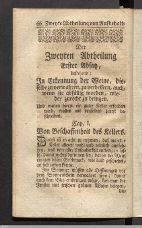 Von Erkennung der Weine, dieselbe zu verwahren, zu verbessern, auch, wenn sie abfällig worden, wieder zurecht zu bringen.