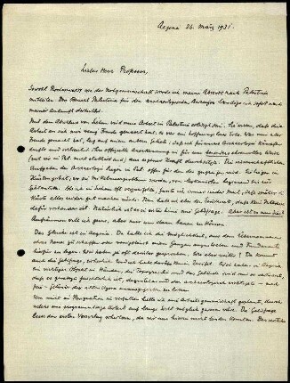 G. Welter an Herr Professor