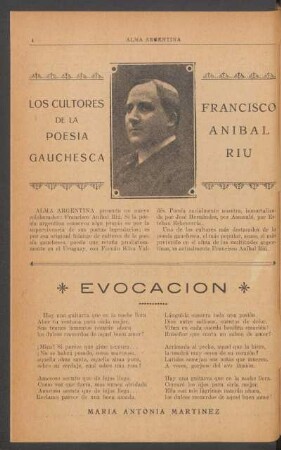 Los cultores de la poesía gauchesca: Francisco Aníbal Riú