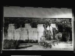 Plannungsskizze des von Christo verhüllten Reichtages