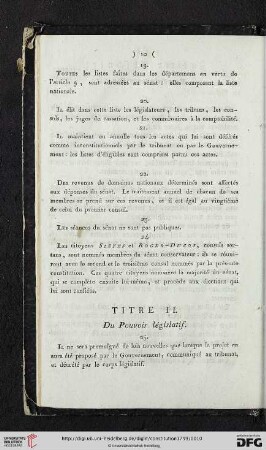 Titre III: Du Pouvoir législatif