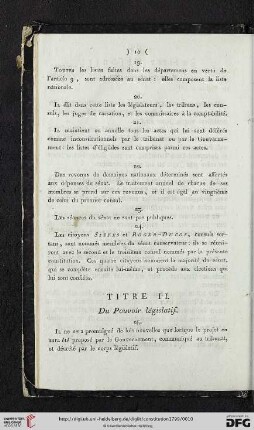 Titre III: Du Pouvoir législatif