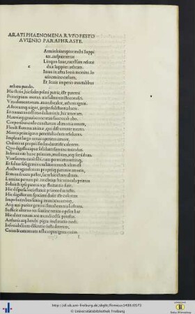Arati Phaenomena Rufo Festo Avieno paraphraste.