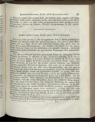 Atmosphärische Luft und Galvanismus. Leitung, Mischungsveränderung, Atmosphärische Luft und Magnetismus, Sauerstoffgas, Elektricität und Wasserstoffgas, Aerostatische Phänomene, Mischungsveränderungen, Atmosphärische Luft ...