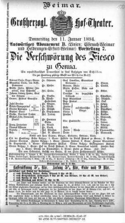 Die Verschwörung des Fiesco zu Genua