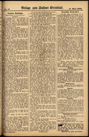 Zweite Ausgabe vom Samstag, den 24. April 1886.
