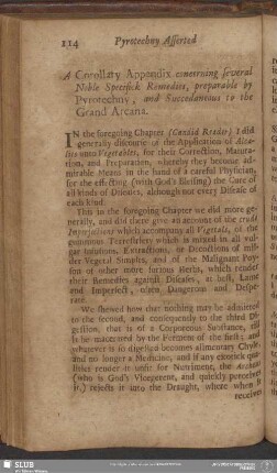 A Corollary Appendix concerning several Noble Specifick Remedies, preparable by Pyrotechny, and Succedaneous to the Grand Arcana