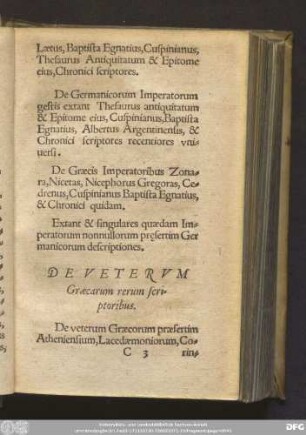De Veterum Graecarum rerum scriptoribus.