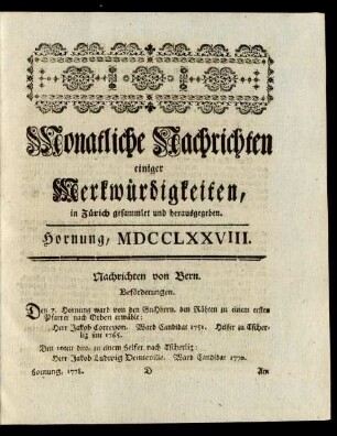 Hornung, MDCCLXXVIII