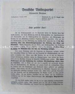 Offener Brief der DVP Dresden zur Reichstagswahl 1930
