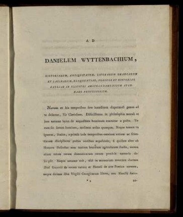 Ad Danielem Wyttenbachium