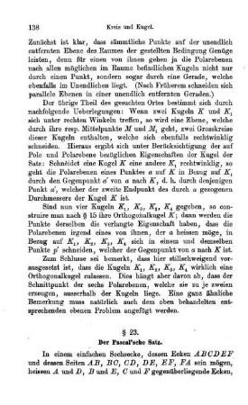 § 23. Der Pascal'sche Satz.