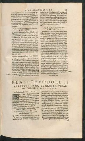 Beati Theodoreti Episcopi Cyri, Ecclesiasticae Historiae Liber Secundus.