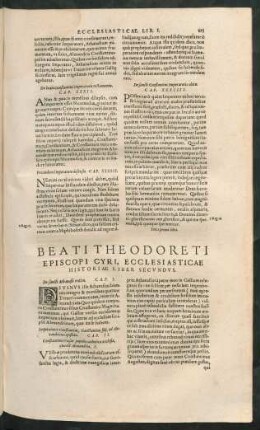 Beati Theodoreti Episcopi Cyri, Ecclesiasticae Historiae Liber Secundus.
