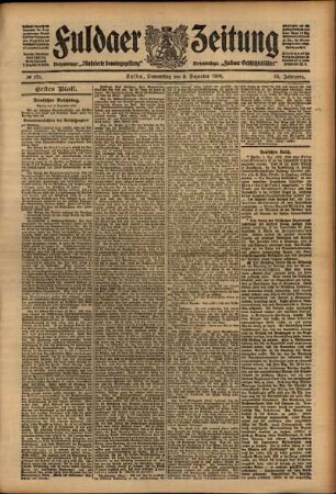 Erste Ausgabe vom Donnerstag, den 03. Dezember 1908.