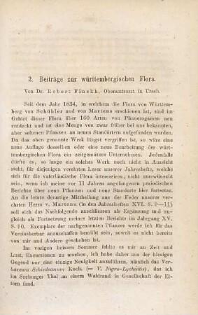 Beiträge zur württembergischen Flora