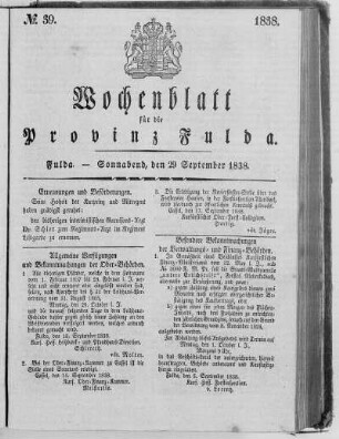 Nr. 39, Ausgabe vom 29. September 1838