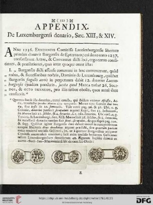 Appendix de Luxemburgensi denario, Saec. XIII, & XIV.